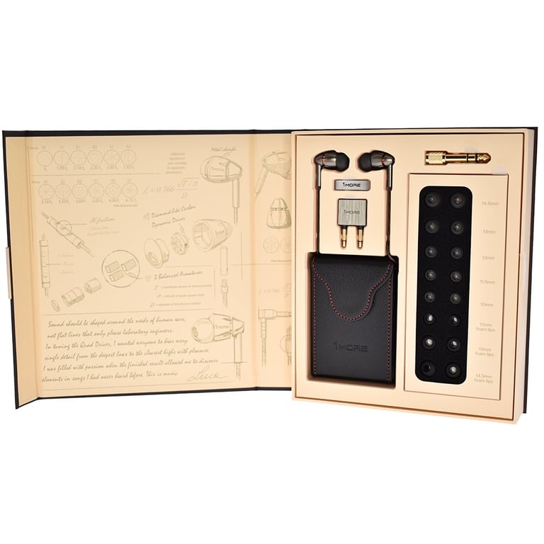 фото Навушники з мікрофоном 1More Quad Driver In Ear Headphones Black (E1010-BLACK)