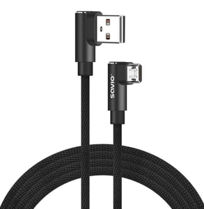 Savio CL-161 doppelseitig – Micro-USB, 1 m, geflochtenes USB-Kabel, USB 2.0, USB A – Micro-USB A, 0,48 Gbit/s, schwarz