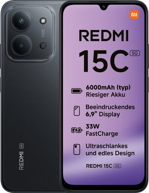 Xiaomi Redmi 15C 17,5 cm (6.9") 5G USB Type-C 4 GB 128 GB 6000 mAh Czarny