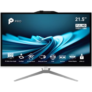MSI Pro AP222T 14M-623EU Intel® Pentium® Gold G7400 54,6 cm (21,5") 1920 x 1080 px Pekskärm All-in-One-dator 8 GB DDR4-SDRAM 128 GB SSD Windows 11 Pro Wi-Fi 5 (802.11ac) Vit