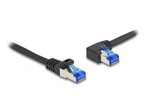 DeLOCK Kabel sieciowy RJ45 Cat.6A S/FTP prosty/lewy kątowy 2 m czarny