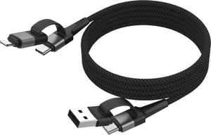 Ansmann 1700-0188 USB Cable, 1.2 m, USB-A to USB-C, USB-C to Lightning, 60 W, Black, Silver