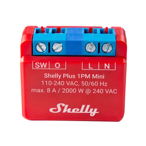 Shelly PLUS 1PM Mini Power Relay, Red
