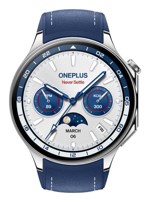 OnePlus Watch 2 3,63 cm (1.43") AMOLED 47 mm Cyfrowy 466 x 466 px Ekran dotykowy Niebieski Wi-Fi GPS