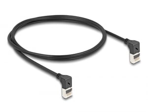 DeLOCK Kabel sieciowy RJ45 Cat.6A S/FTP Slim w górę/w górę pod kątem 90° 1 m czarny
