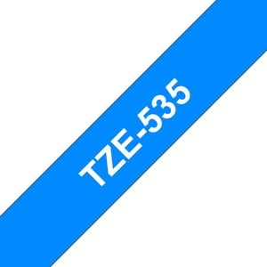 Brother TZE-535 Label Ribbons: White on Blue