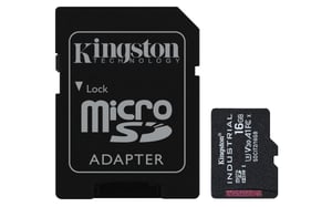 Kingston Technology 16 GB microSDHC Industrial C10 A1 pSLC-kort + SD-adapter