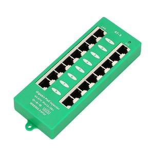 Extralink Gigabit PoE-injektor, 8-portars aktiv, 8 Gigabit-portar 802.3at/af, läge A