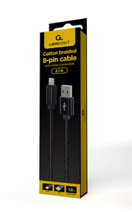 Gembird CCDB-MUSB2B-AMLM-6 1.8 m Lightning Cable, Black