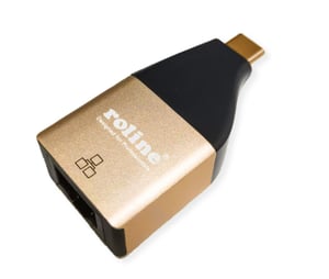 ROLINE 12.02.1111 przejściówka do kabli USB Type C RJ-45 Czarny, Złoto