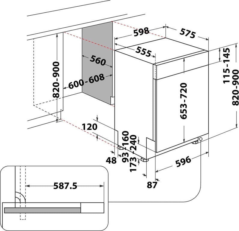Whirlpool WBC3C26 Częściowo wbudowany 14 komplet.