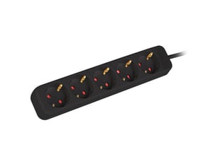 Lanberg PS0-05F-0300-BK grenuttag 3 m, 5 x nätuttag, inomhusbruk, svart
