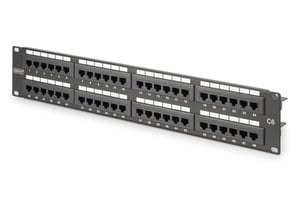 Digitus kopplingspanel (patchpanel) 19'' 48x RJ45, LSA vertikal, kat. 6, oskärmad, 2U, svart, kabelstyrning, etikettfält