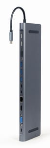 Gembird A-CM-COMBO9-01 USB 3.2 Gen 1 (3.1 Gen 1) Type-C Docking Station, Gray
