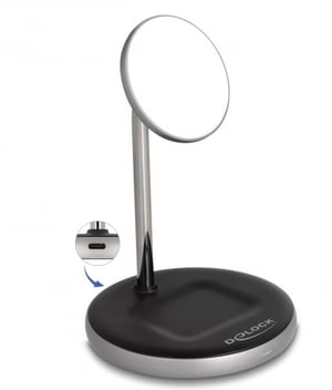 DeLOCK 2-in-1-Wireless-Ladegerät mit 5 W/7,5 W/10 W/15 W – Qi