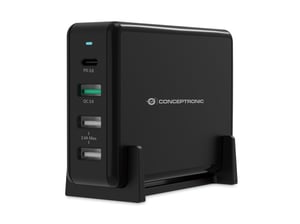Conceptronic OZUL01B Ladegerät für mobile Geräte, universell, schwarz, Wechselstrom, Schnellladung, intern