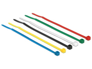 DeLOCK 18627 Nylon Cable Ties—Black, Blue, Green, Red, Clear, Yellow—100 pcs.