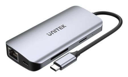 UNITEK D1122A01 huby i koncentratory 2 x USB 3.2 Gen 2 (3.1 Gen 2) Type-C 1000 Mbit/s Szary
