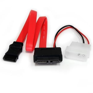 StarTech SLSATAF12 SATA Cable, 0.304 m, SATA 13-pin to SATA 7-pin + Molex (4-pin), Red
