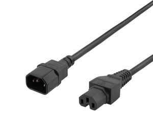 Deltaco DEL-116 Power Cable, Black, 1 m, IEC C14 to IEC C15