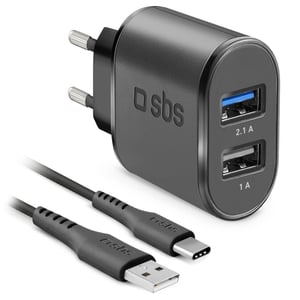 SBS TEKITTRC2U2AFASTK ładowarka do urządzeń przenośnych Smartfon Czarny Prąd przemienny, USB Wewnętrzna