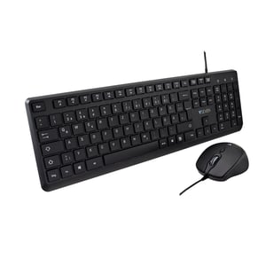 V7 CKU350FR Keyboard with Included Mouse, Universal USB, AZERTY French, Black