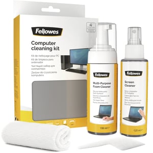 Fellowes 9977909 Device Cleaning Kit: Keyboard, Lens/Glass, Cell Phone/Smartphone, Printer, Scanner, Screens/Plastic, Tablet—wet and dry cleaning wipes and cleaning solution