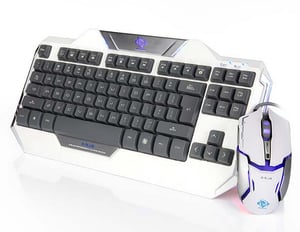 E-blue EKM811WHUSIU klawiatura Dołączona myszka Gaming USB Czarny, Biały