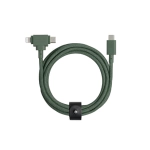 Native Union Belt Duo Phone Cable, Green, 1.5 m, USB-C to USB-C/Lightning