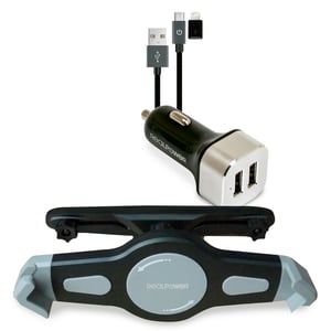 RealPower Tablet Car Set – Accessory Set for Tablets – Active Tablet/UMPC Mount – Black, Silver