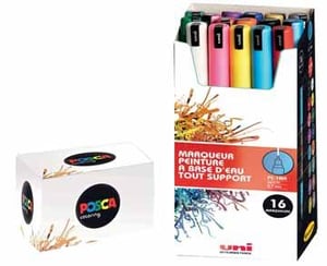 POSCA uni PC-1MR, 16 pcs marker 16 szt. Końcówka pociskowa Czarny, Niebieski, Złoto, Zielony, Pomarańczowy, Różowy, Czerwony, Srebrny, Fioletowy, Biały, Żółty