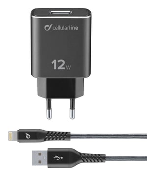 Cellularline TETRACHKITMFIPH2AK ładowarka do urządzeń przenośnych Uniwersalne Czarny Prąd przemienny Wewnętrzna
