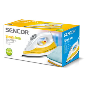 Sencor SSI 2028YL Bügeleisen – Trocken- und Dampfbügeleisen – Edelstahlsohle – 1600 W – Orange, Weiß
