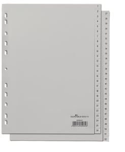 Durable 650410 Card Tab Numeric Card Tab Polypropylene (PP) Gray