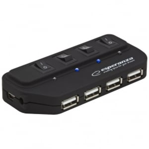 Esperanza EA127 hubbar och koncentratorer 480 Mbit/s Svart