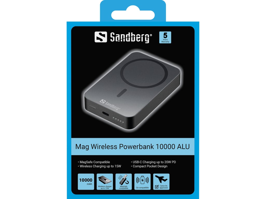 фото Зовнішній акумулятор (павербанк) Sandberg Mag Wireless 10000mAh 20W Black (420-97)
