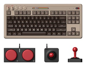 8Bitdo C64 Edition klawiatura Gaming USB + RF Wireless + Bluetooth QWERTY British English Szary