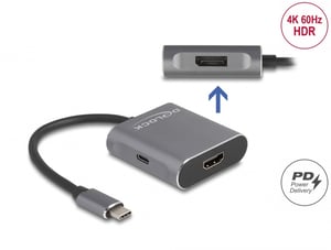 DeLOCK USB Type-C Splitter (DP Alternate Mode) for 1 x HDMI + 1 x DisplayPort MST with USB Type-C PD