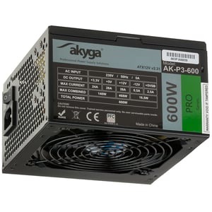 Akyga AK-P3-600 moduł zasilaczy 600 W 24-pin ATX ATX Czarny