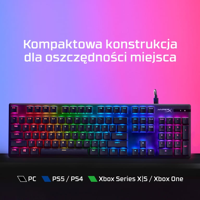 HyperX Alloy Origins PBT HX Aqua – mechaniczna klawiatura dla graczy