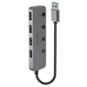Lindy 43309 USB 3.2 Gen 1 (3.1 Gen 1) Typ-A-Hubs und -Konzentratoren, 5 Mbit/s, grau