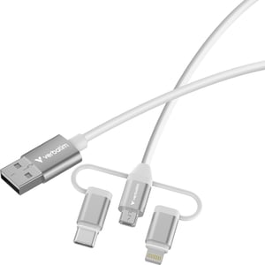 Verbatim 32394 kabel USB USB 2.0 1 m USB A 2 x USB C/Micro USB-B/Lightning 0,48 Gbit/s 18 W Biały