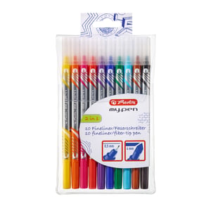 Herlitz 11367232 marker, 10-pack. Fine tip: Black, Blue, Brown, Green, Orange, Pink, Purple, Red, Yellow
