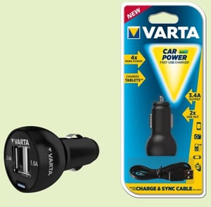 Varta 57931 101 401 Ladegerät für mobile Geräte (MP3, MP4, Handy, Smartphone, Tablet) – Schwarz – Automatisches Zigarettenanzünder-Ladegerät