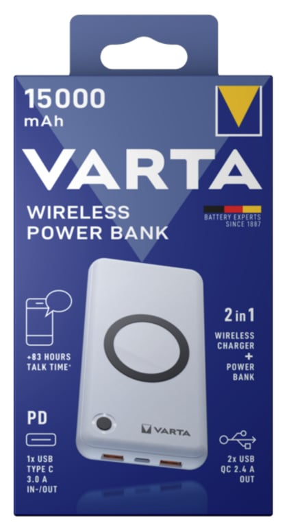 Фото Внешний аккумулятор (пауэрбанк) Varta Wireless Power Bank 15000 mAh (57908)