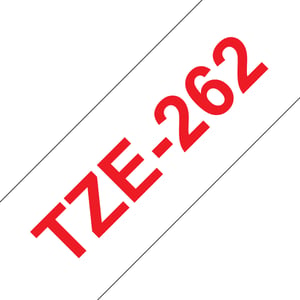 Brother TZE-262 Label Ribbons: Red on White