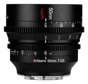 7Artisans 50 mm T1.05 Mirrorless-Objektiv für Kinoaufnahmen, schwarz