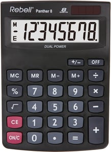 Rebell Panther 8 Desktop Calculator Basic Calculator Black