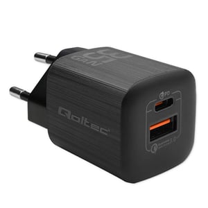 Qoltec 50764 ładowarka do urządzeń przenośnych Laptop, Przenośna konsola do gier, Power bank, Smartfon, Smartwatch, Tablet Czarny Prąd przemienny Szybkie ładowanie Wewnętrzna