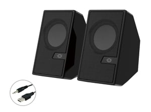 Conceptronic BJORN02B 2-vägshögtalare, svart, trådbunden och trådlös, 6 W
